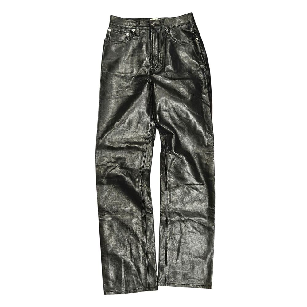 AGOLDE high rise 90s recycled leather pants detox black womens 25 y2k bootcut